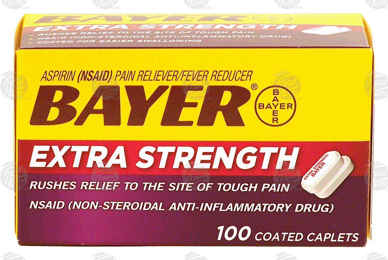 Bayer  extra strength aspirin, pain reliever/ fever reducer, 100 coated caplets Full-Size Picture